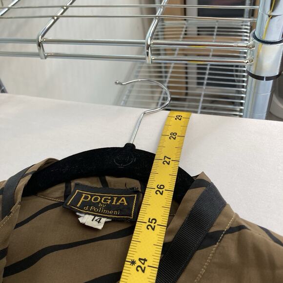 Vintage‎ Pogia By D. Polimeni Brown Black Striped Blouse Size 14 80’s Vibes - Picture 3 of 10